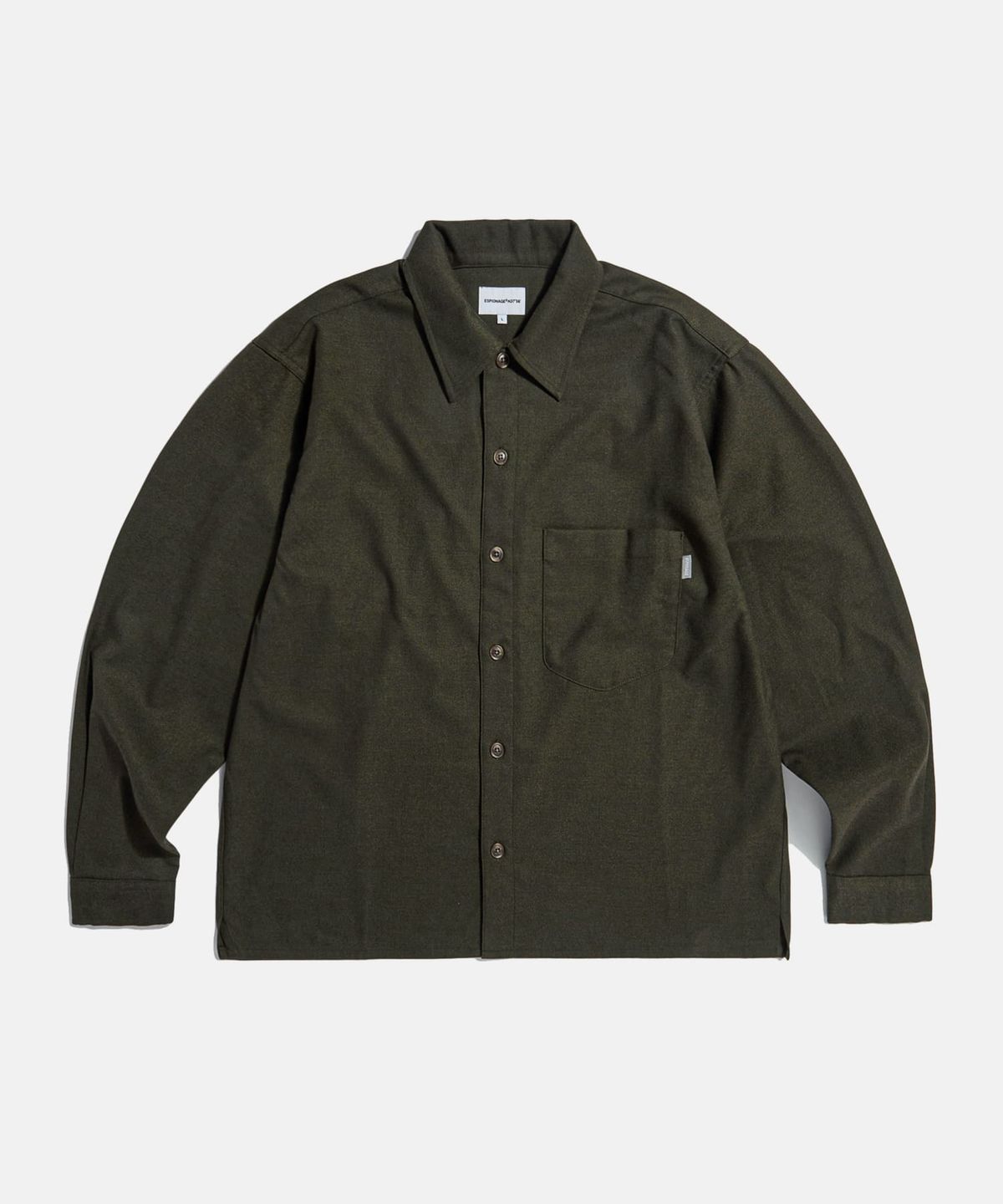 에스피오나지(ESPIONAGE) Cropped Big Pocket Shirt Olive
