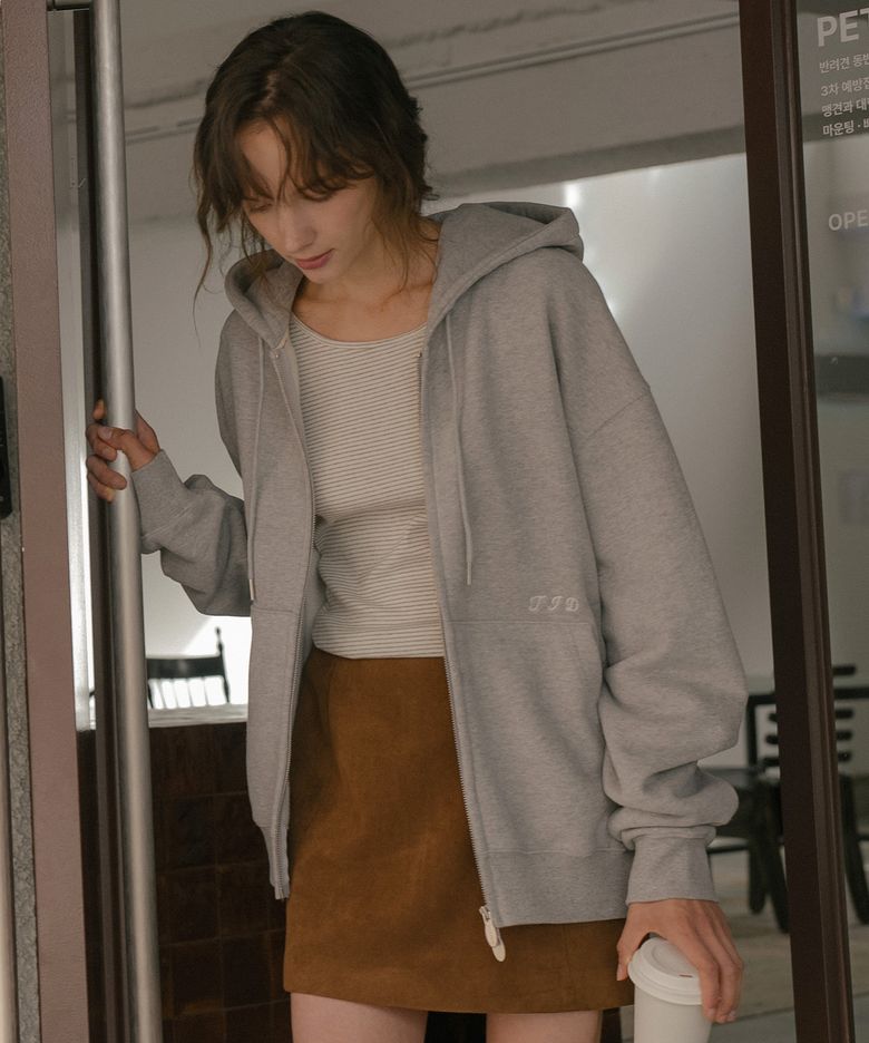 Brushed terry oversized hoodie [TIFA06LT01]_Melange gray