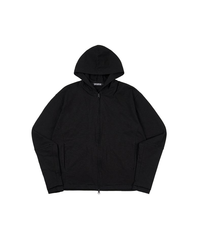 Cut Off Slub Hood Zip _ Black