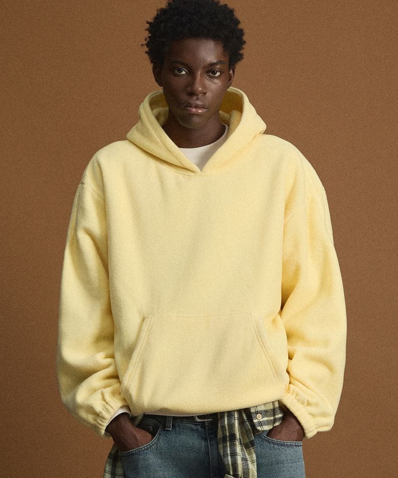Oversized Fleece Hooded Sweatshirt (Butter Yellow) TNTS6F101Y2