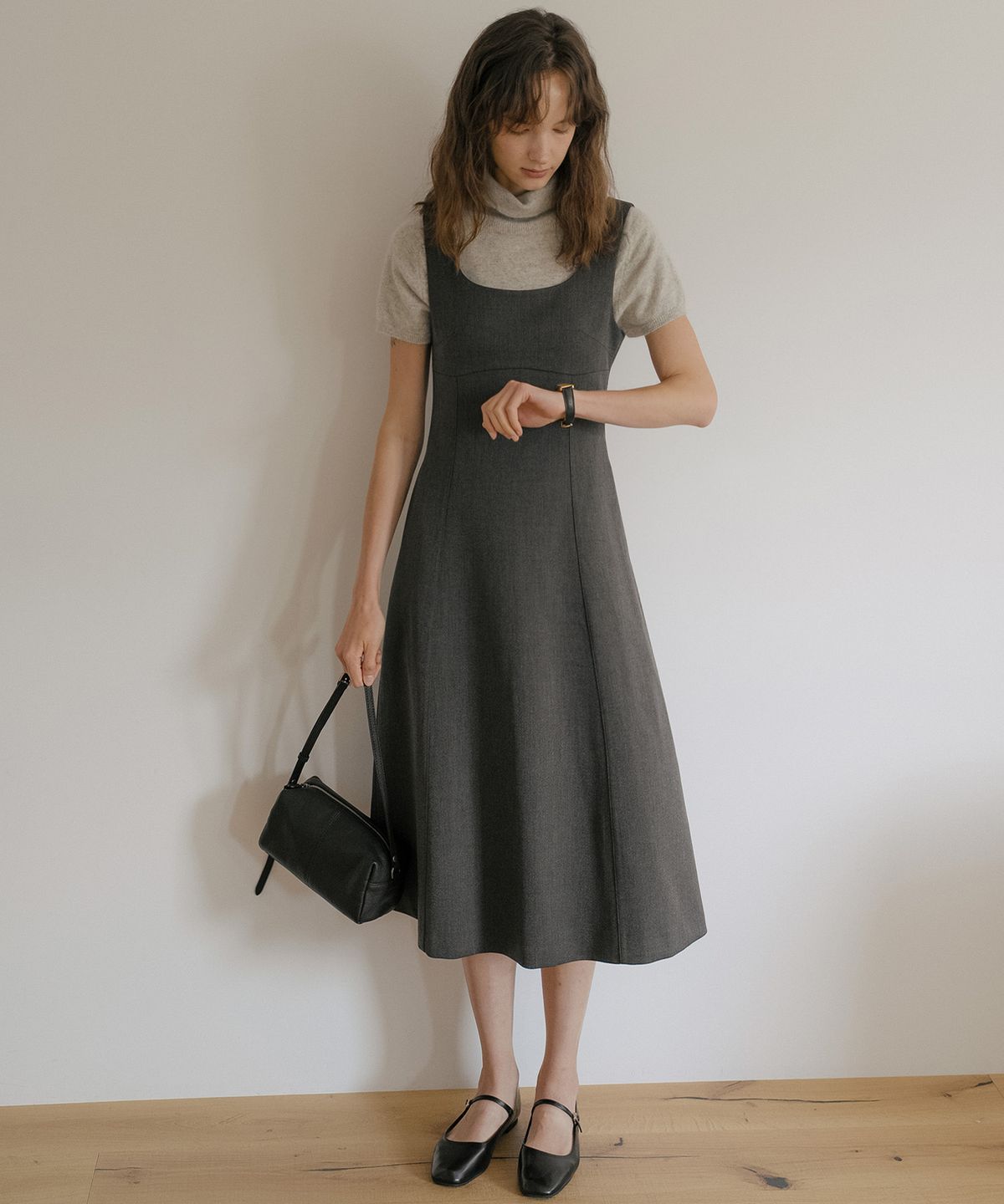 틸아이다이(TILL I DIE) Tailored a-Line dress [TIFA06OP01]_Charcoal