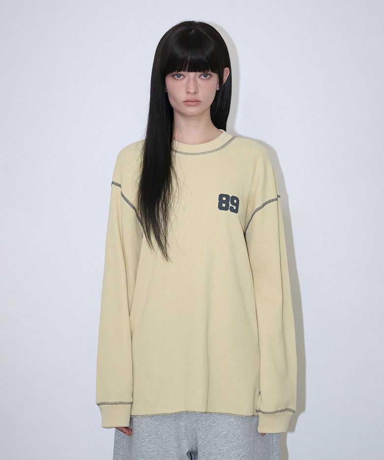 Line Point Overfit Waffle T-shirt - Yellow