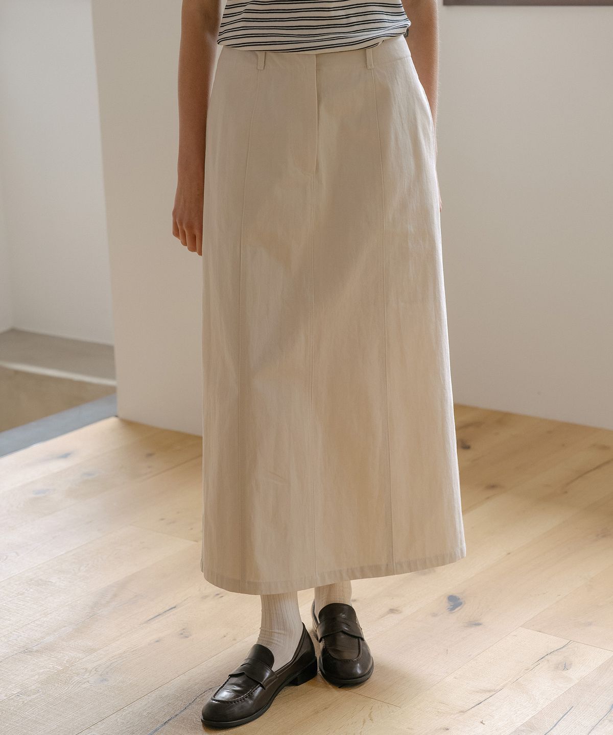 틸아이다이(TILL I DIE) Bio wash cotton maxi skirt [TIFA06SK03]_Light beige