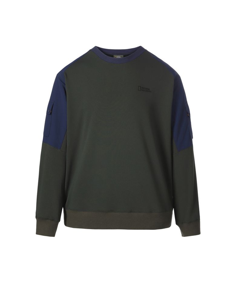 NRN 리플렉터 패널드 맨투맨 CHARCOAL KHAKI