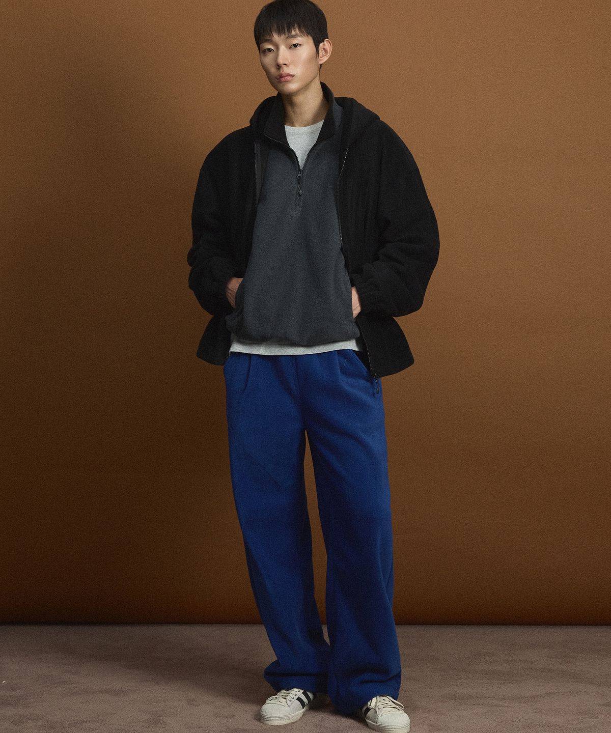 티엔지티(TNGT) Fleece Wide-Leg Pants (Blue) TNPA6F112B2