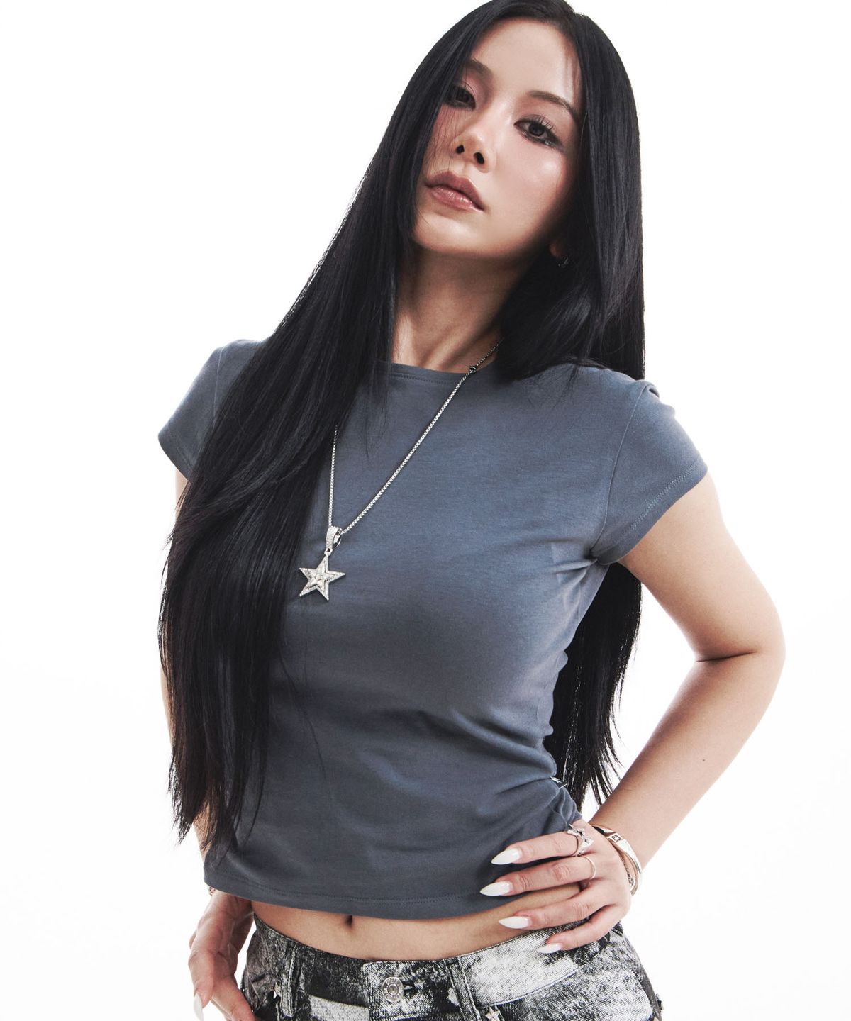 시데라(SIDERA) Sidera Slim Fit Cotton T-shirt [Deep Gray]