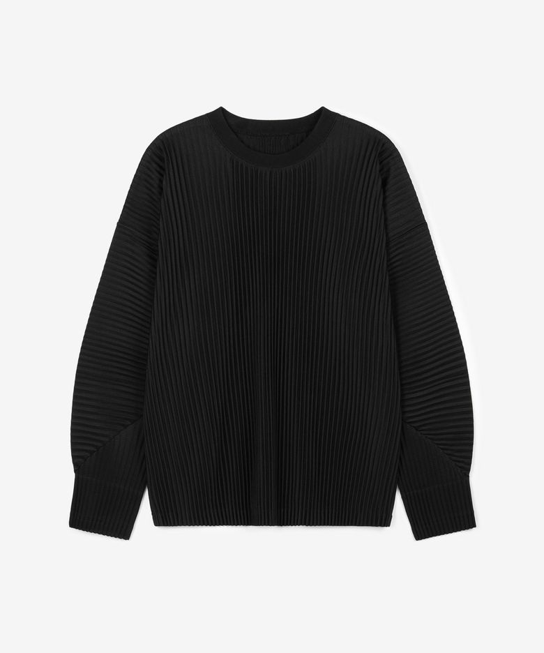 Yoyogi Pleats Crew Neck T-Shirt (Black) TNTS6F104BK