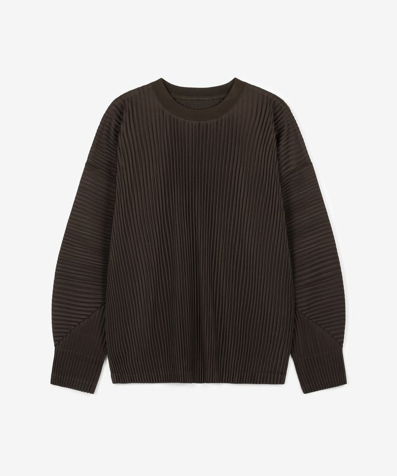 Yoyogi Pleats Crew Neck T-Shirt (Brown) TNTS6F104W2