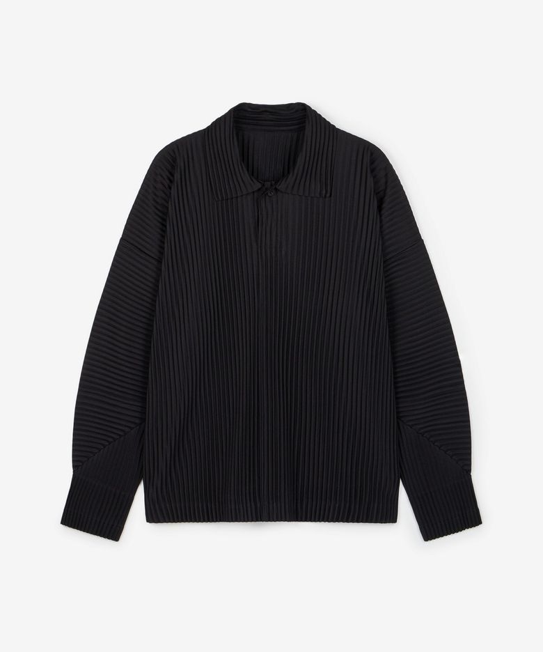 Yoyogi Pleats Collared T-Shirt (Black) TNTS6F103BK