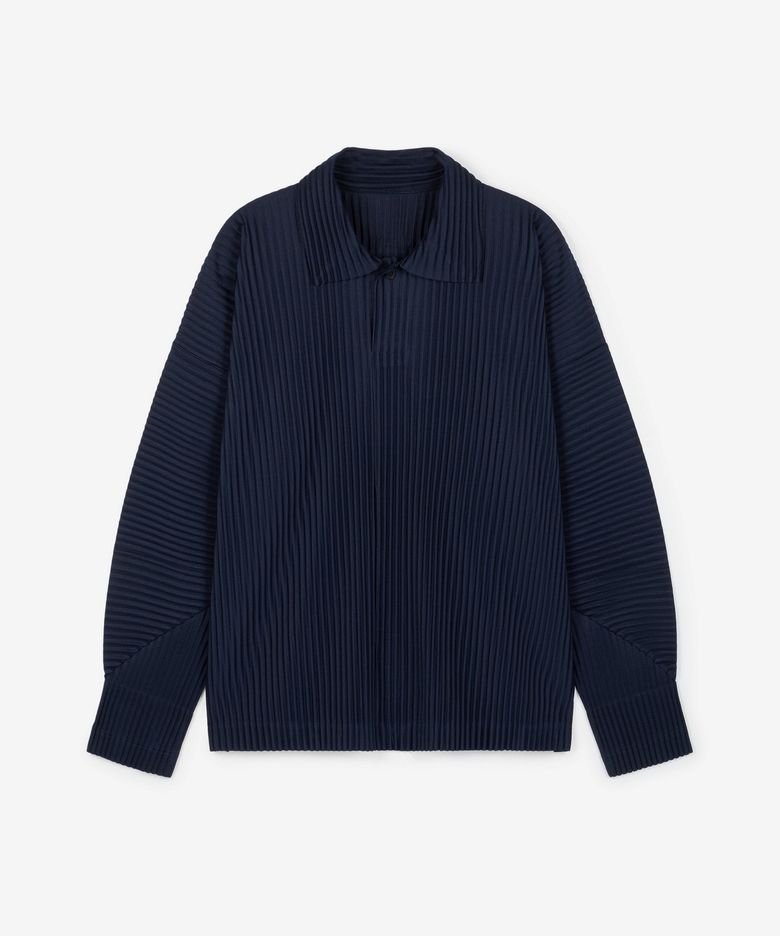 Yoyogi Pleats Collared T-Shirt (Navy) TNTS6F103N2