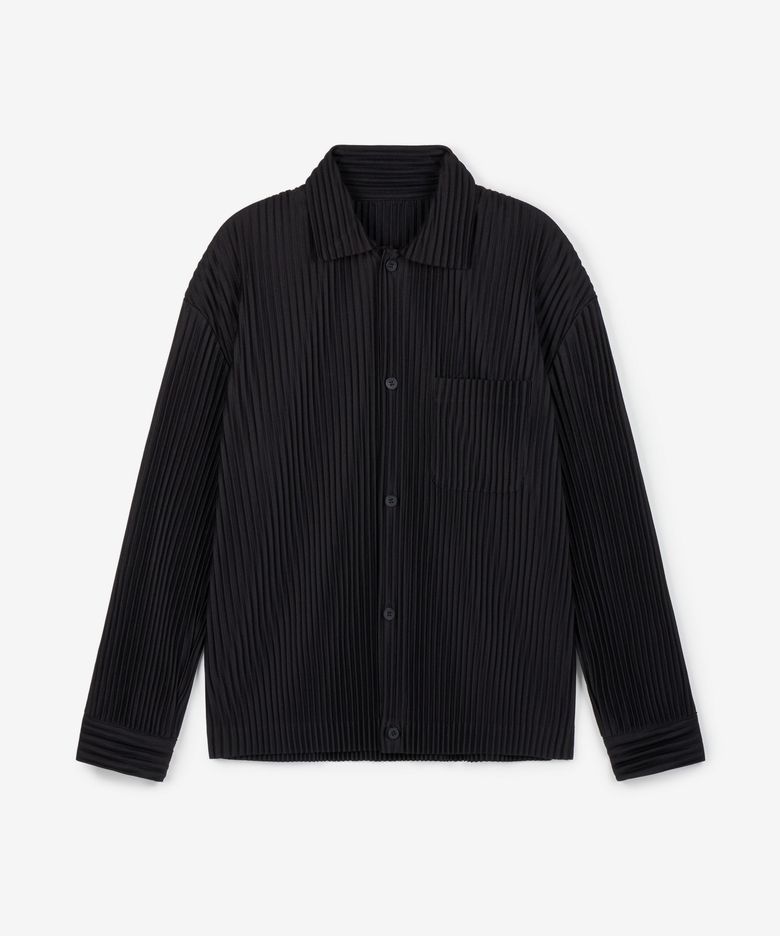 Yoyogi Pleats Overshirt (Black) TNSH6F107BK