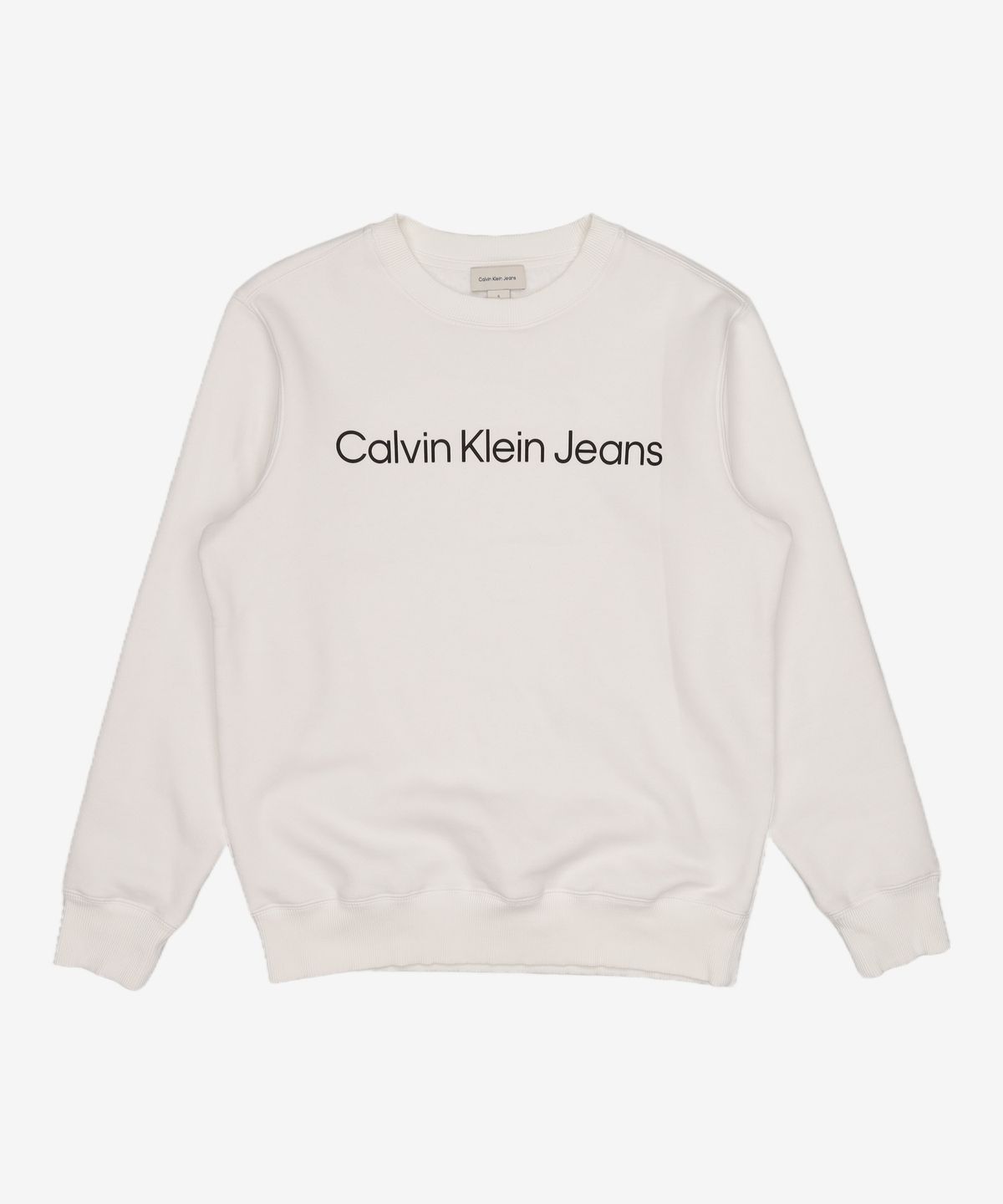 캘빈클라인 진(CALVIN KLEIN JEANS) 남성 레귤러핏 인스티튜셔널 로고 기모 스웻셔츠 화이트 J326967YAF S