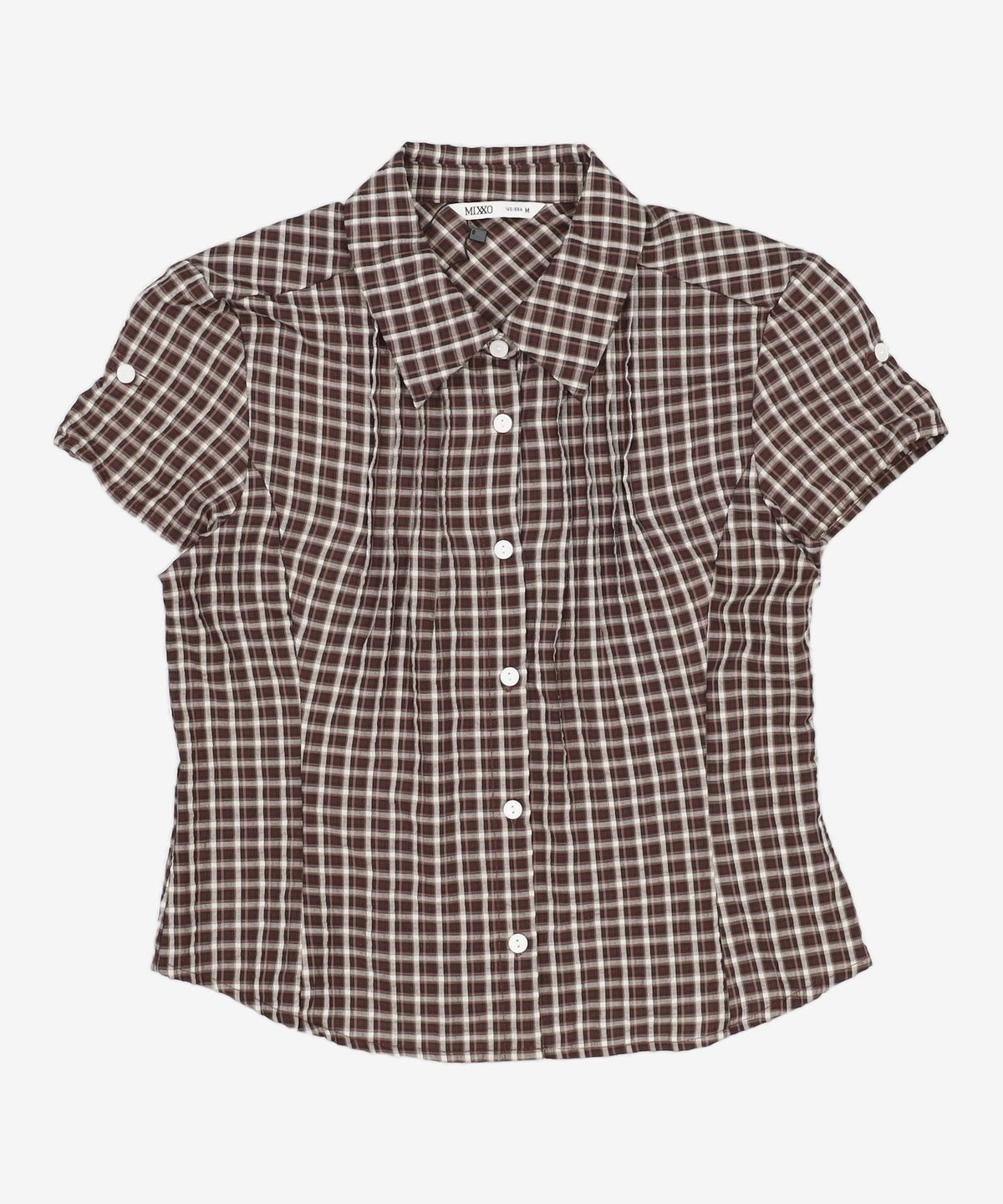 미쏘(MIXXO) 롤업 체크 반팔 셔츠 RE YAF55SS_MIWYAF90QS M