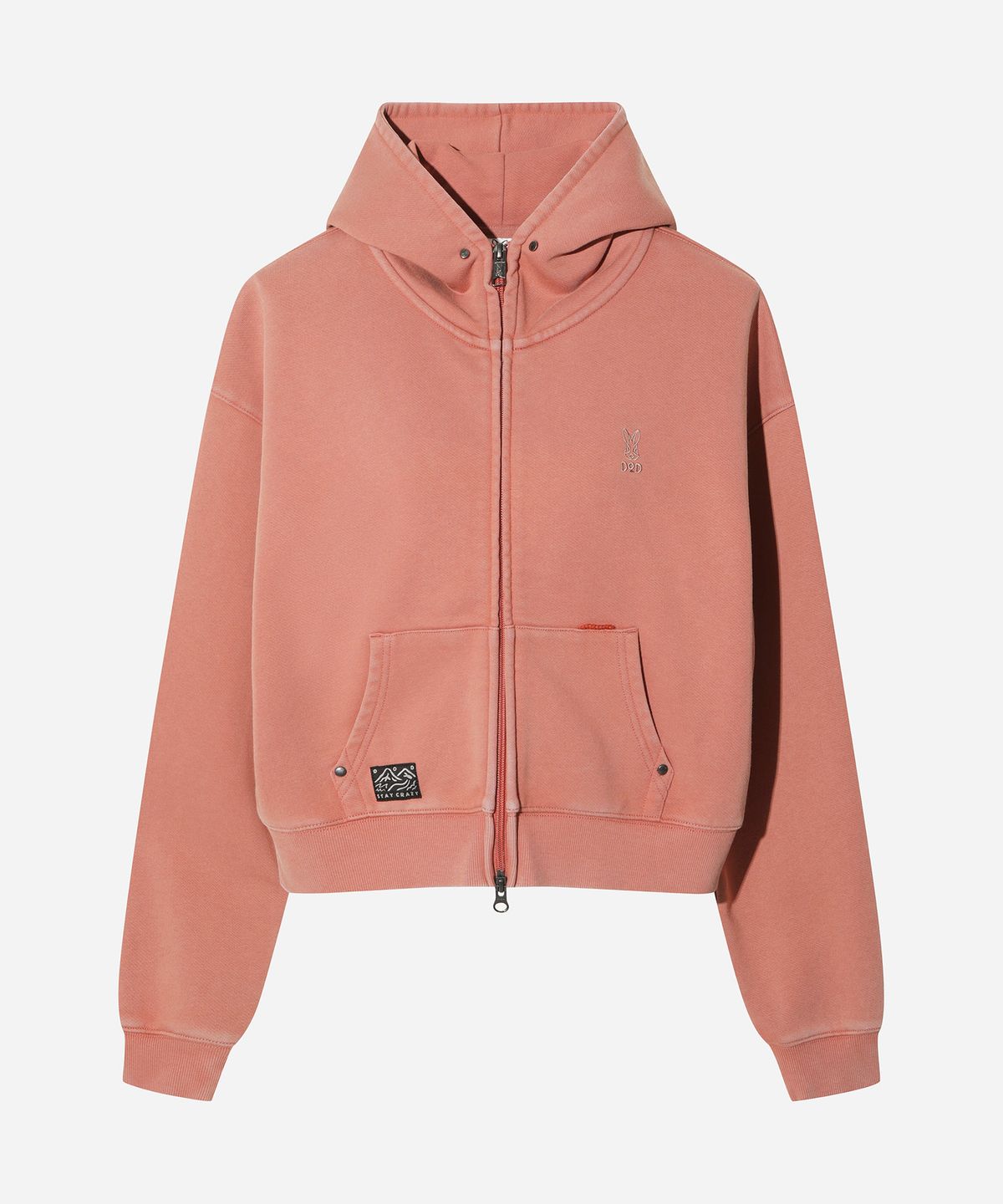 디오디(DOD) 여성) 페이드 워싱 크롭 후드집업(PINK)
