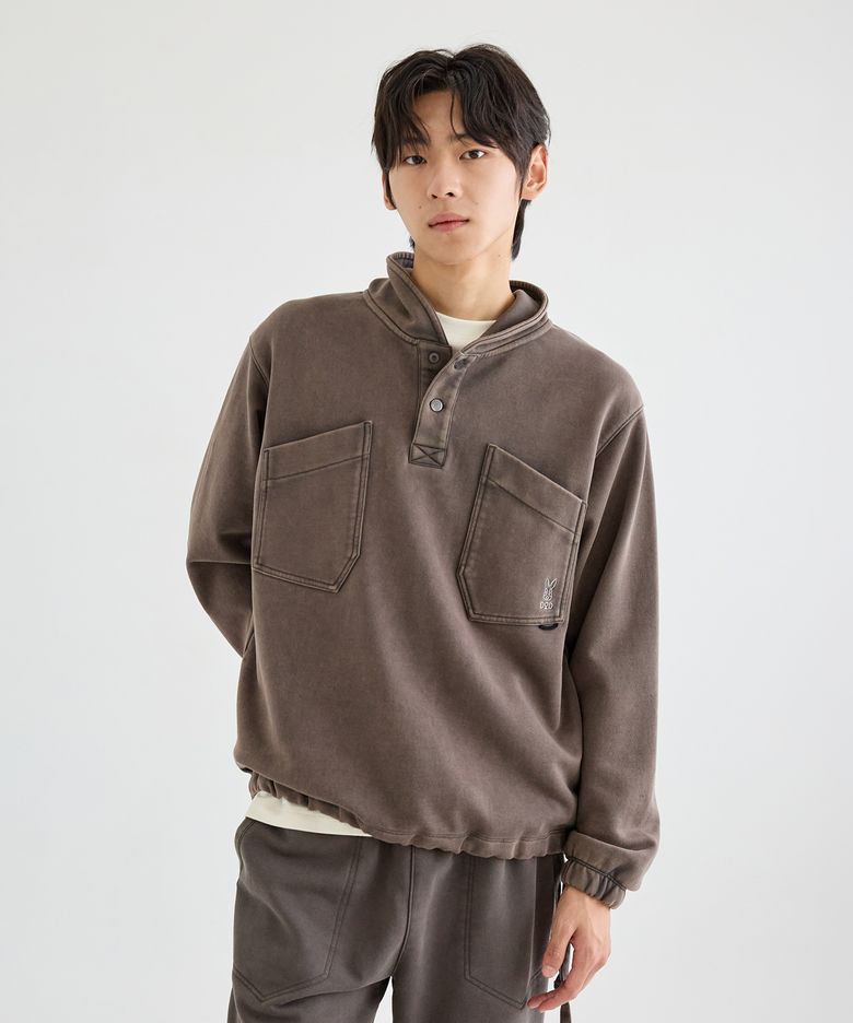 페이드 워싱 반집 아노락 (BROWN)
