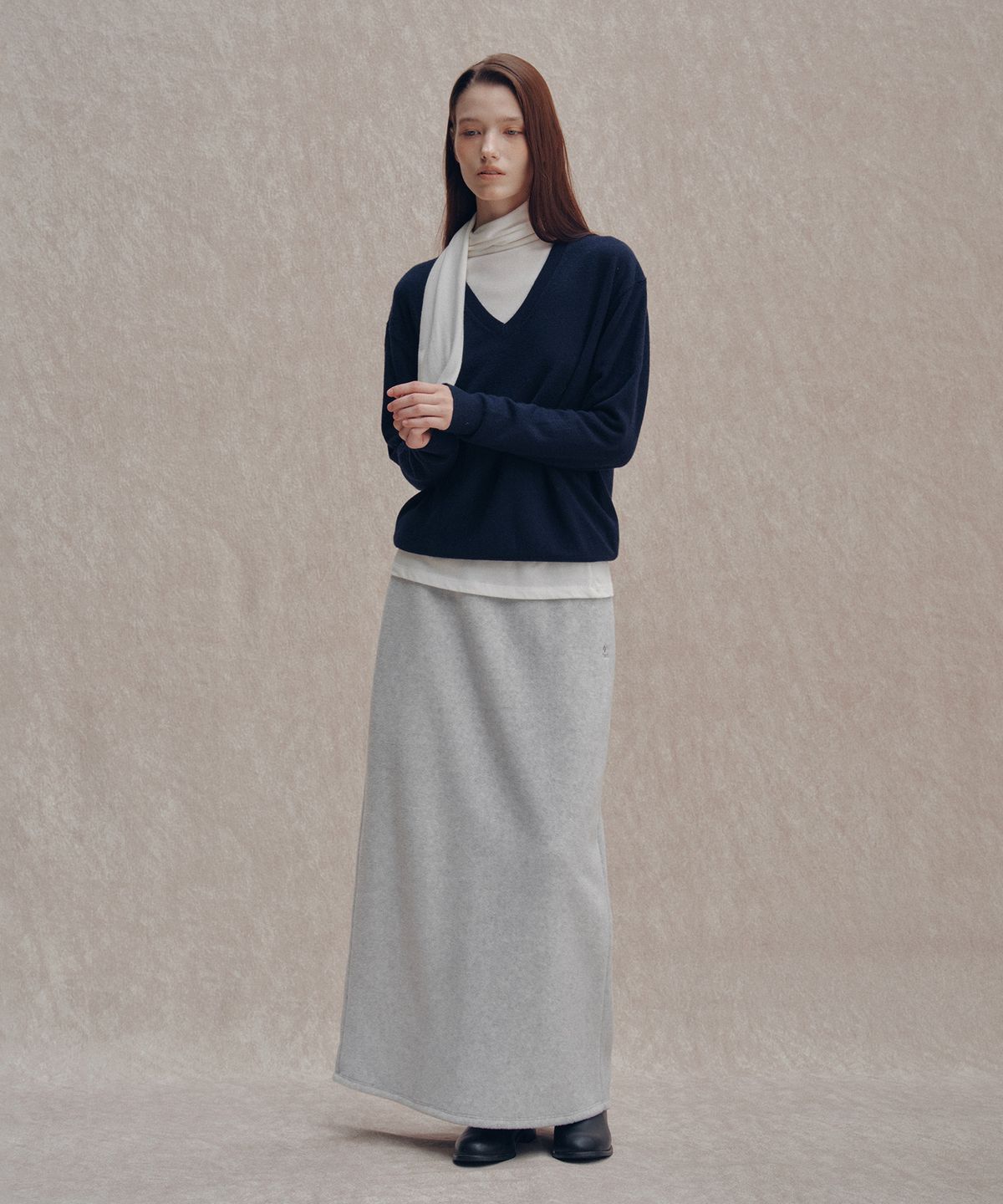 튜드먼트(TTUDEMENT) 50s FLEECE LONG SKIRT_LIGHT GREY
