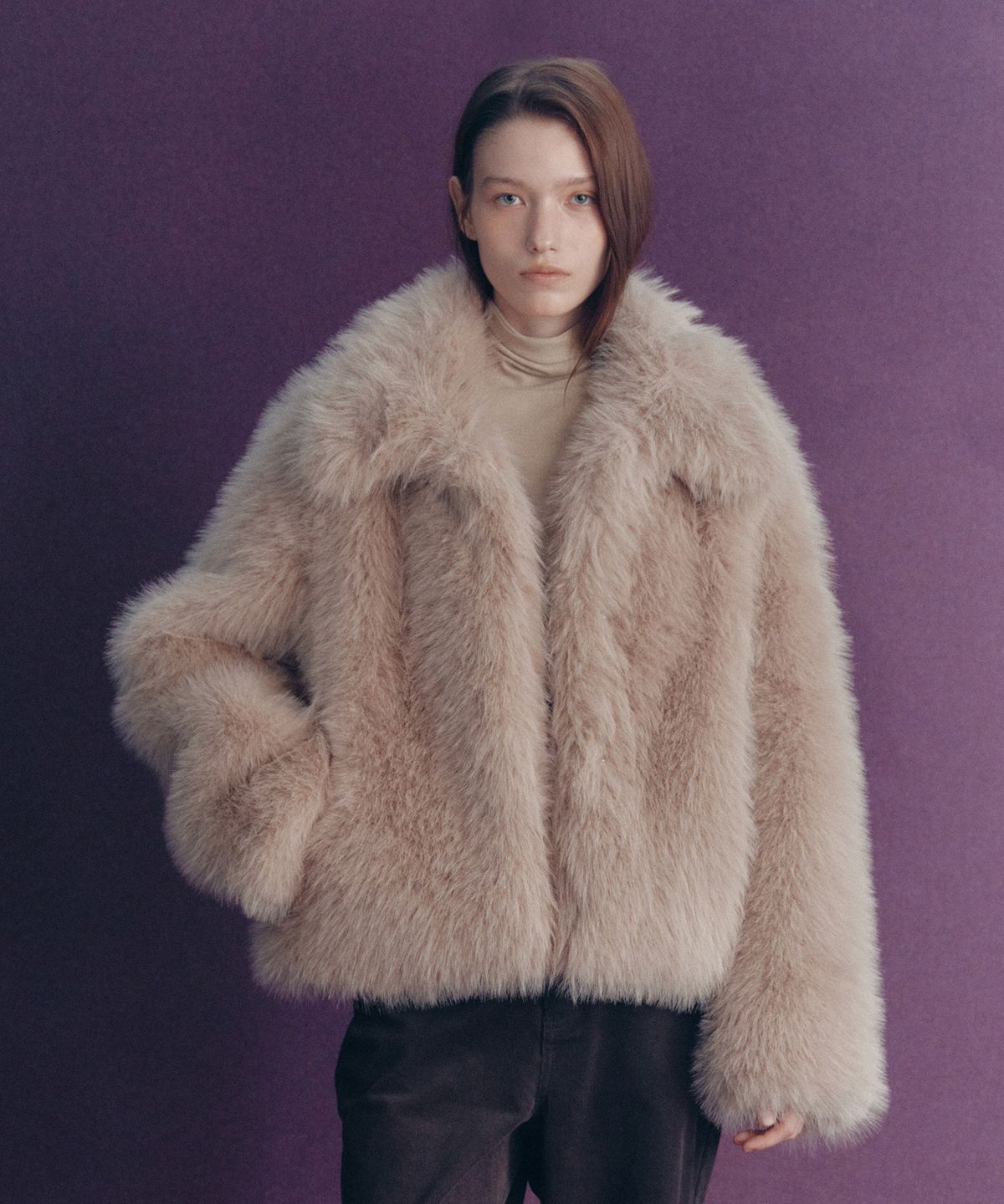 튜드먼트(TTUDEMENT) FAUX FUR SHORT JACKET_BEIGE