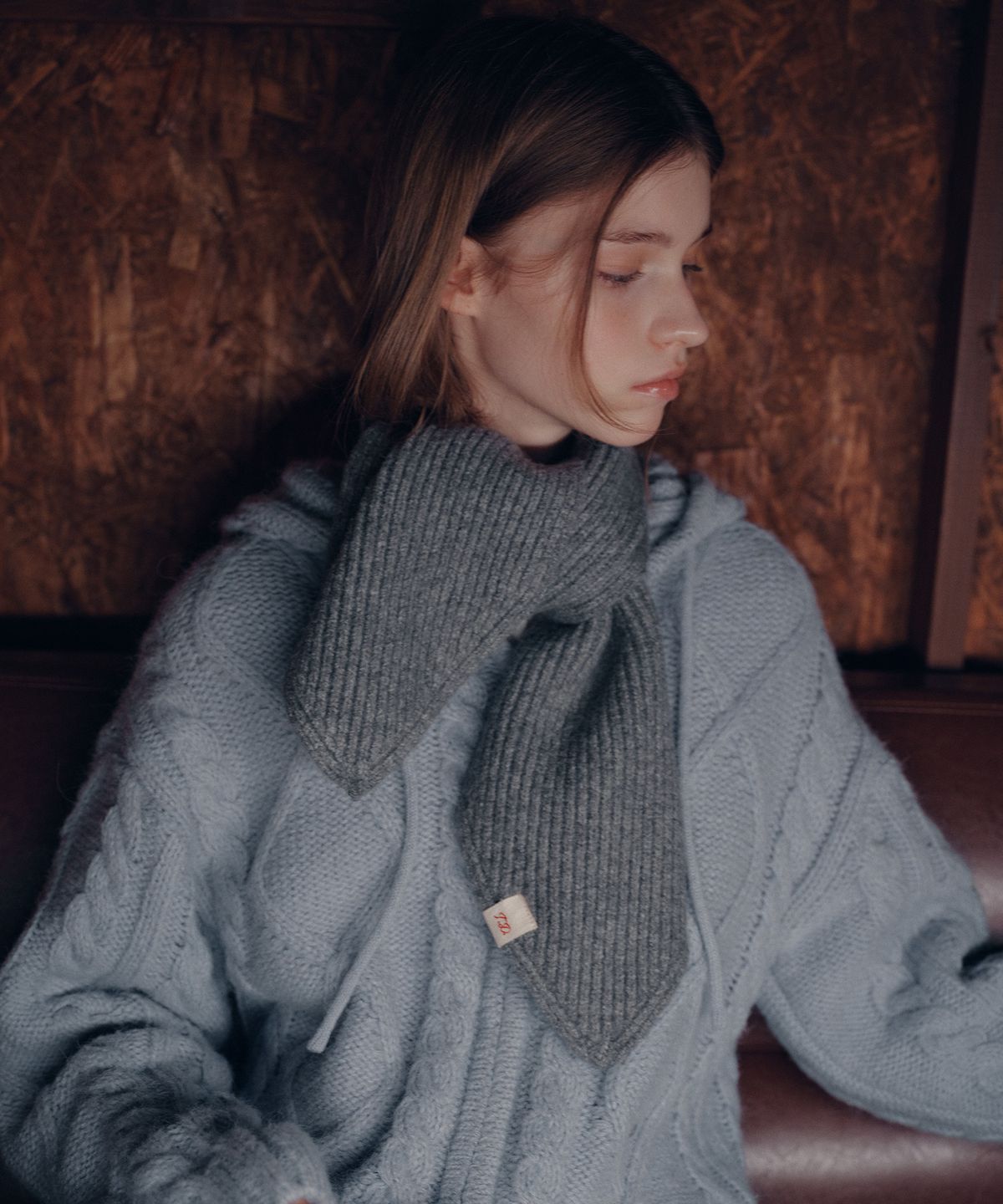 튜드먼트(TTUDEMENT) CHUNKY WOOL KNIT MUFFLER_MELANGE GREY