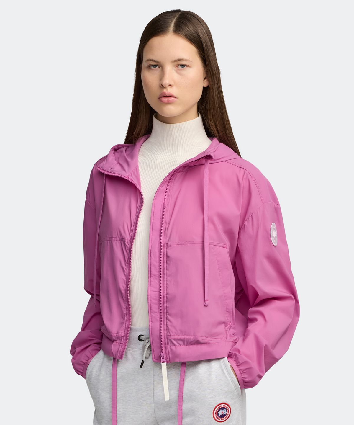 캐나다구스(CANADAGOOSE) 여성 카슬로 크롭 윈드 재킷 화이트 디스크(Magenta)_Q255AWJW04MFB