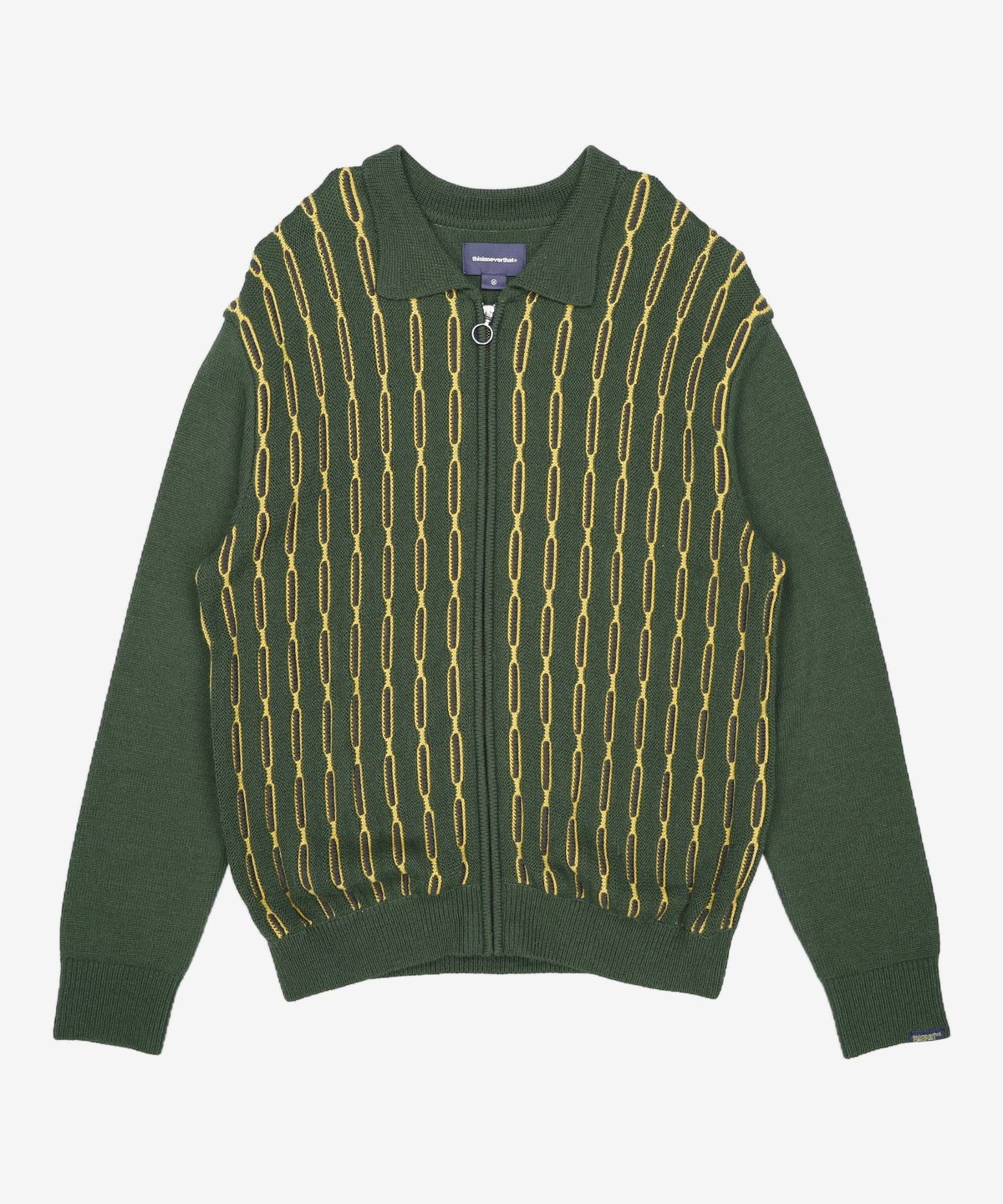 디스이즈네버댓(THISISNEVERTHAT) Chain Zip Up Polo Green M