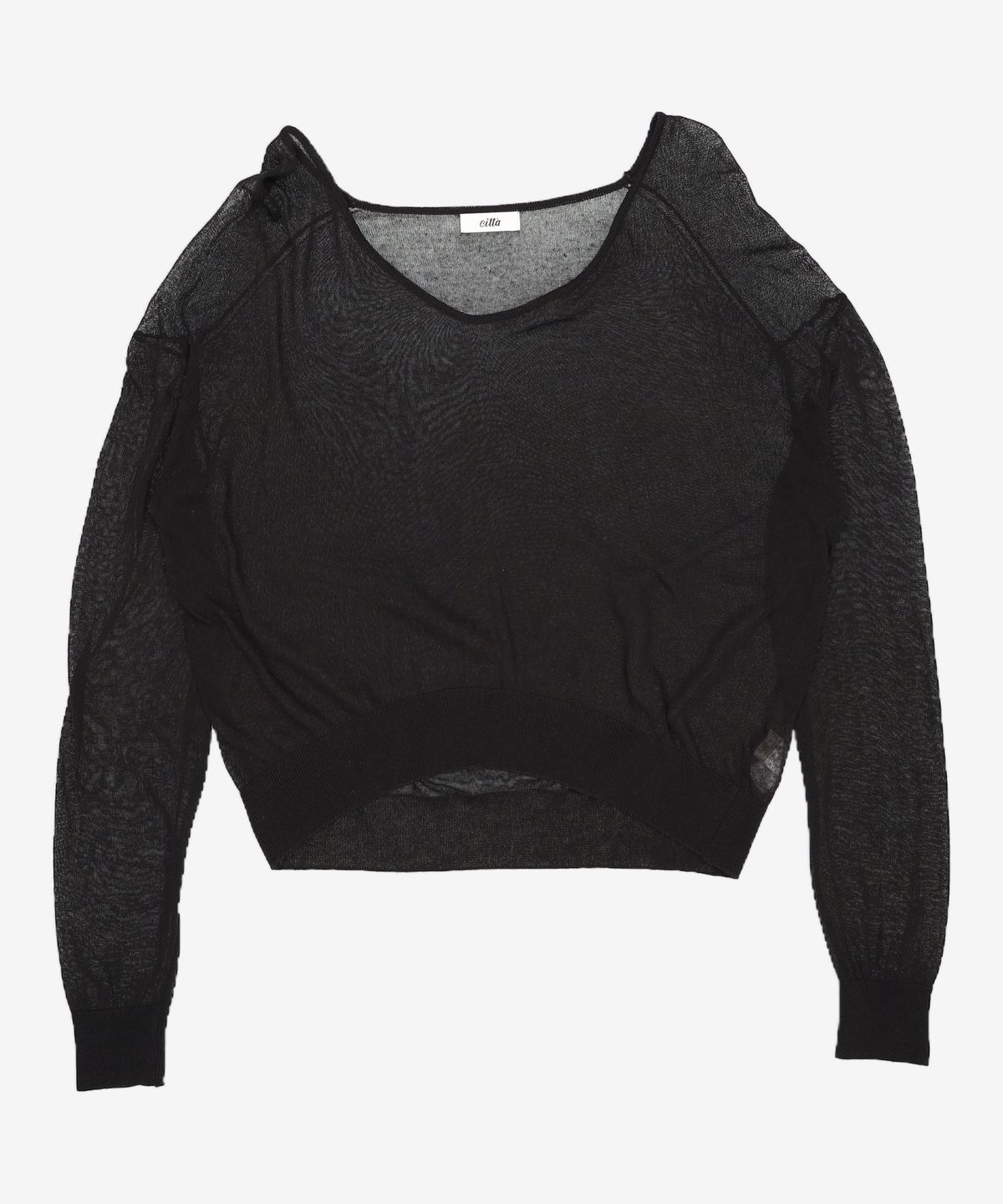 씨타(CITTA) Sheer Deep V-neck Knit_CTK272(Black) XL