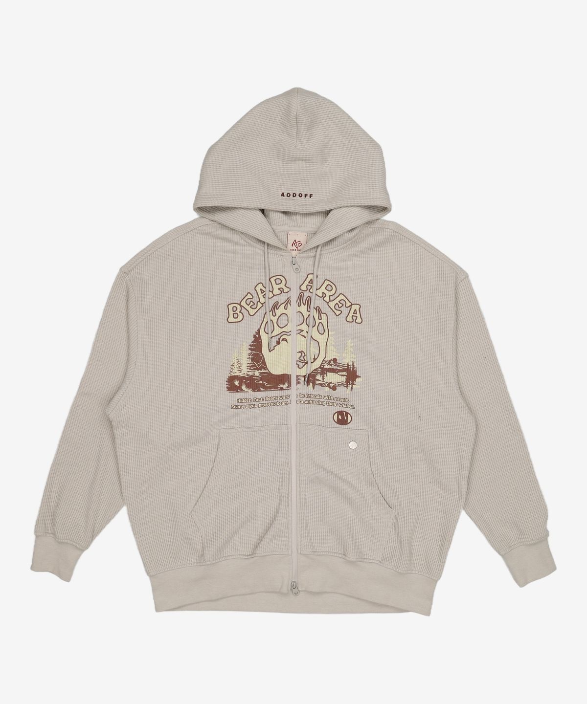 애드오프(ADDOFF) BEAR KNIT HOOD ZIP-UP GREY M