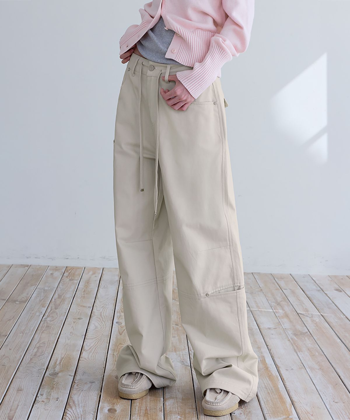 런던다다(LONDONDADA) String Cargo Chino Pants, BEIGE