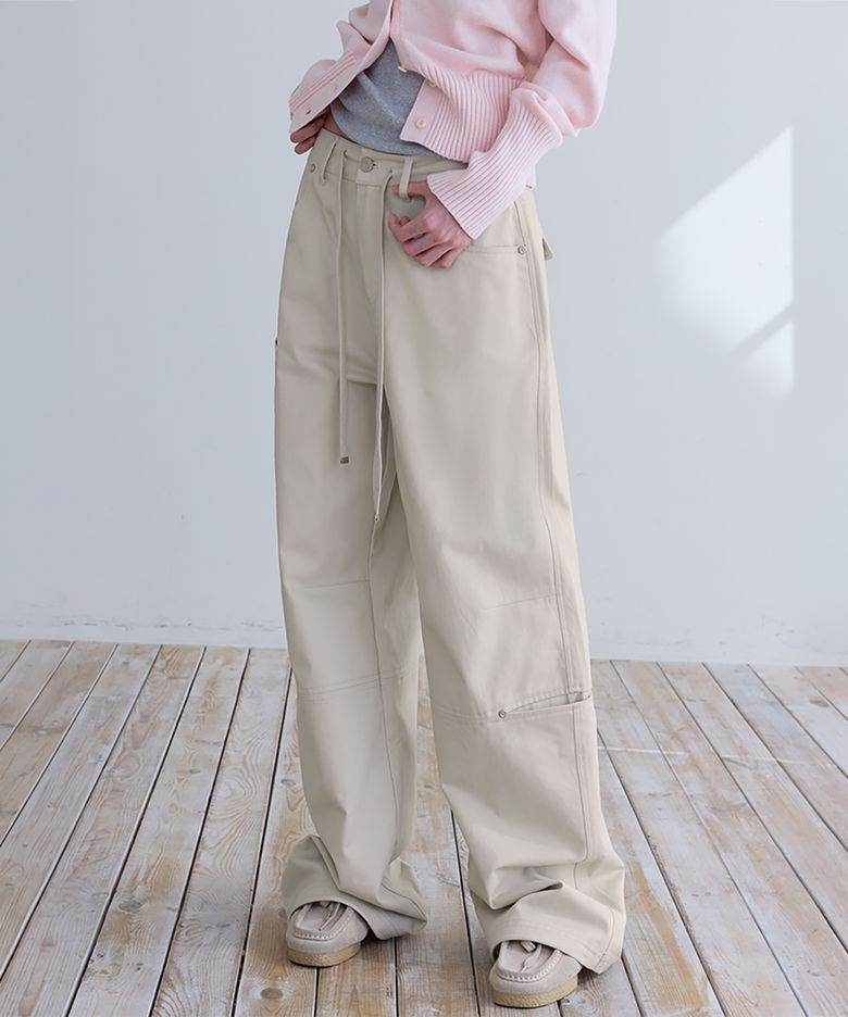 String Cargo Chino Pants, BEIGE