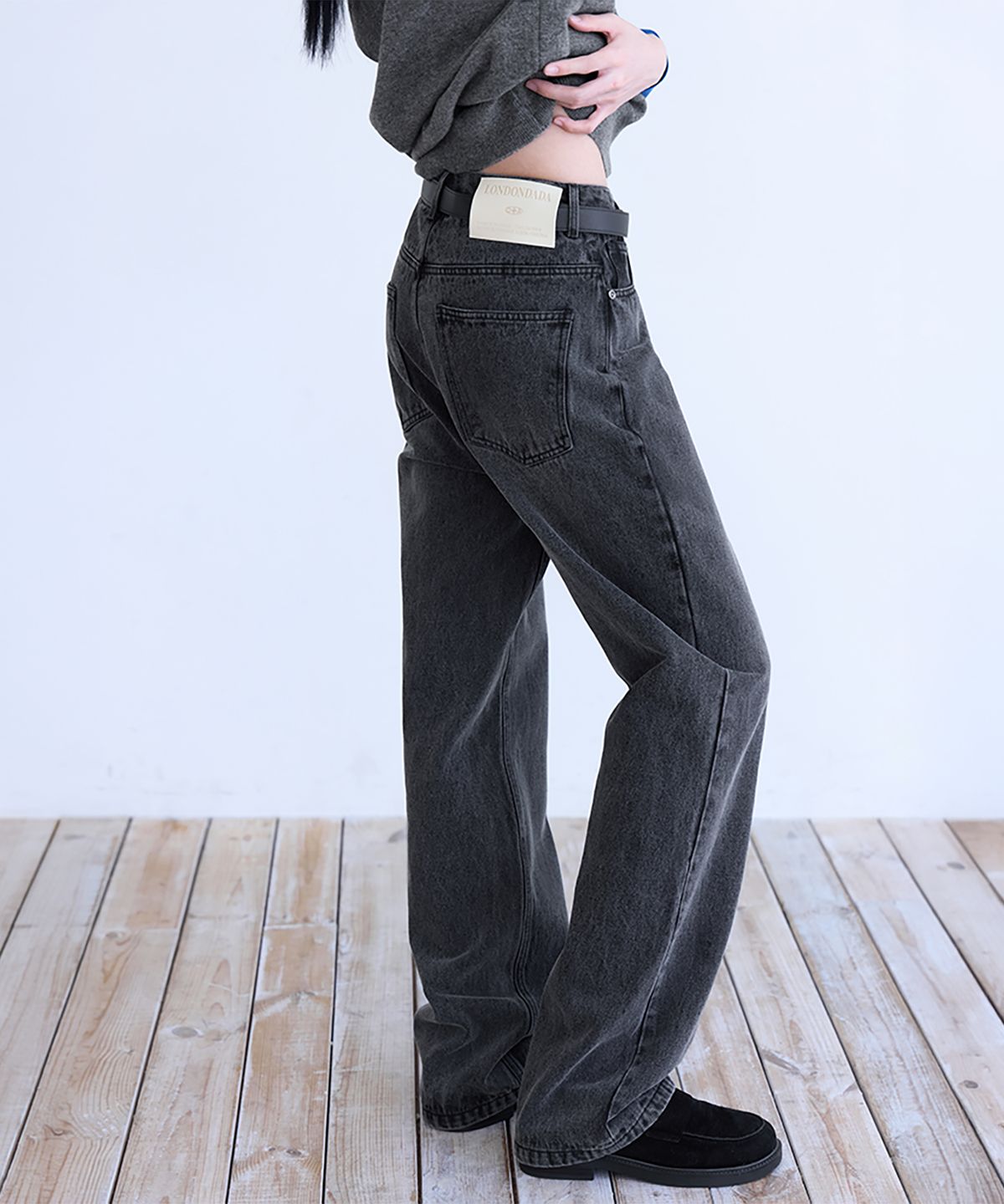 런던다다(LONDONDADA) Essential Straight Jeans, CHARCOAL GREY