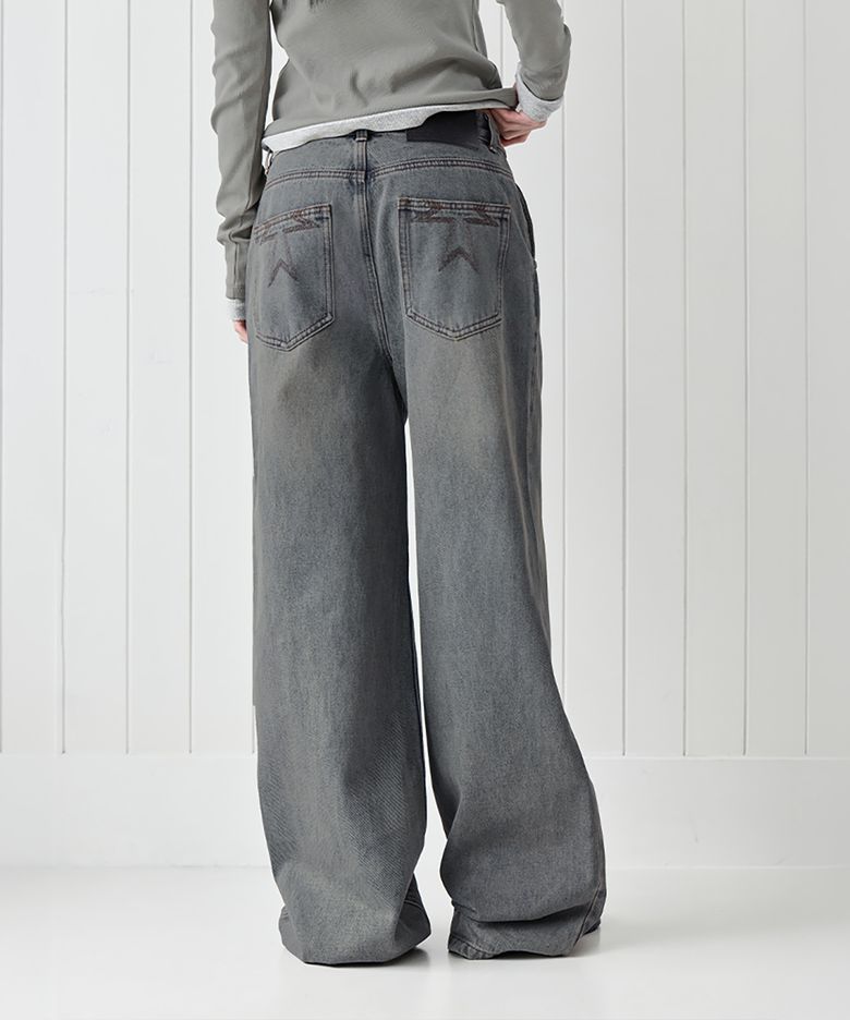 Low-Rise Wide Jeans, KHAKI BLUE