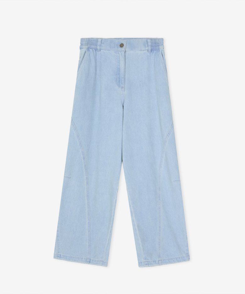 NBNTG3W112 / WOMEN 데님 커브드 오버와이드 팬츠 (L/BLUE)