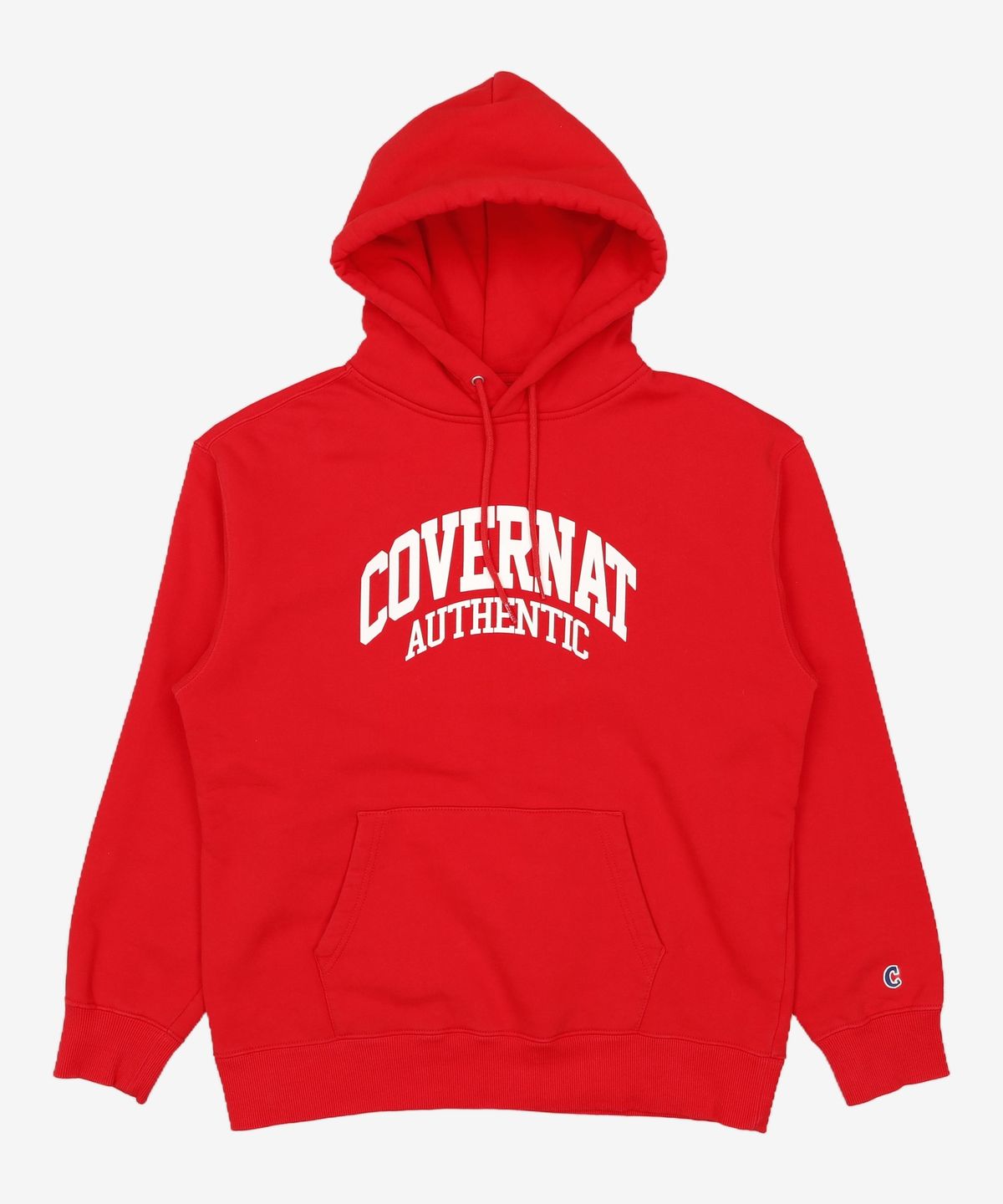 커버낫(COVERNAT) 더블 컬리지 아치 로고 기모 후디 레드 M