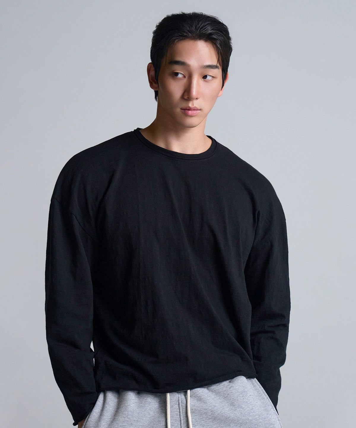 베르만 어패럴(VERMANN APPAREL) 슬럽 컷오프 크롭 롱슬리브 3colors