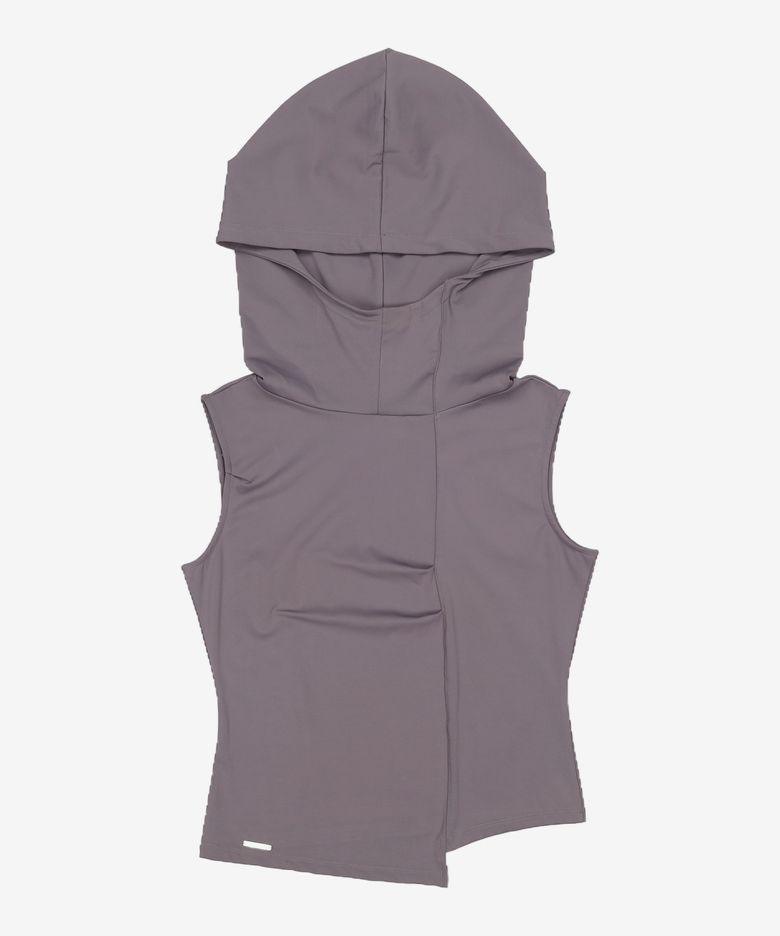 Cowl neck pintuck sleeveless CHARCOAL 2