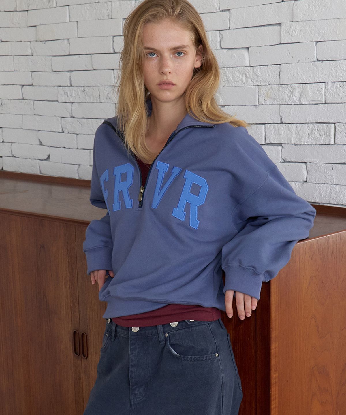 프리버07(FRIVER07) FRVR half zip-up sweatshirt [FRFA06LT03]_Blue