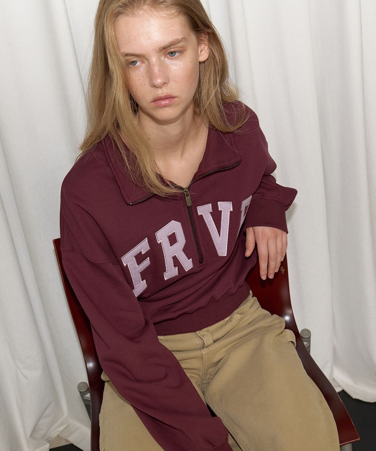 프리버07(FRIVER07) FRVR half zip-up sweatshirt [FRFA06LT02]_Burgundy