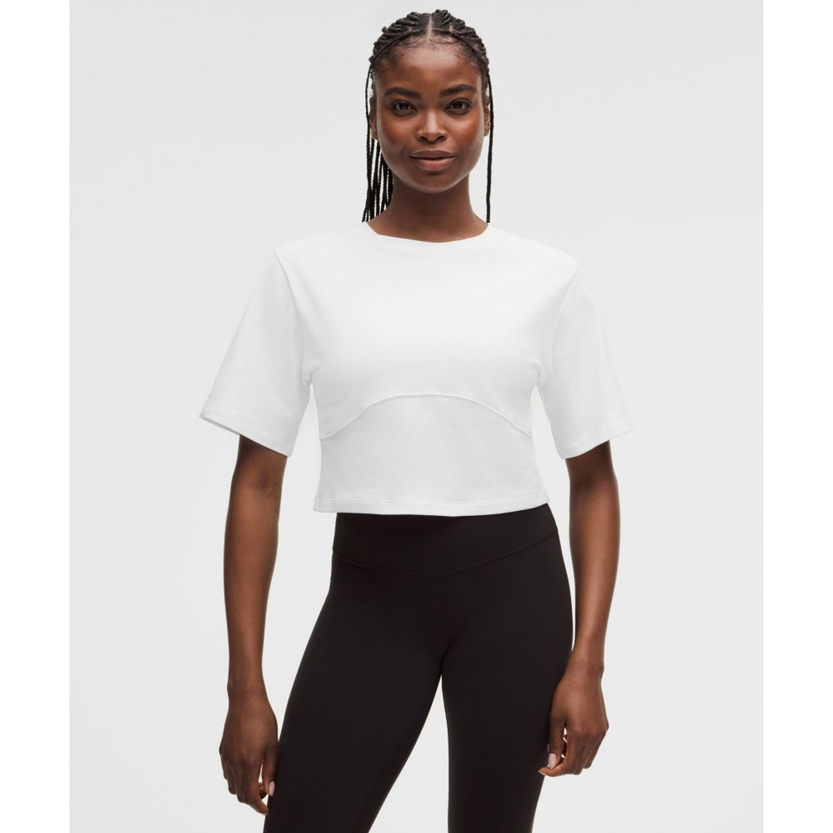 룰루레몬(LULULEMON) Luon 와이드 슬리브 키홀 요가 티셔츠  WHT