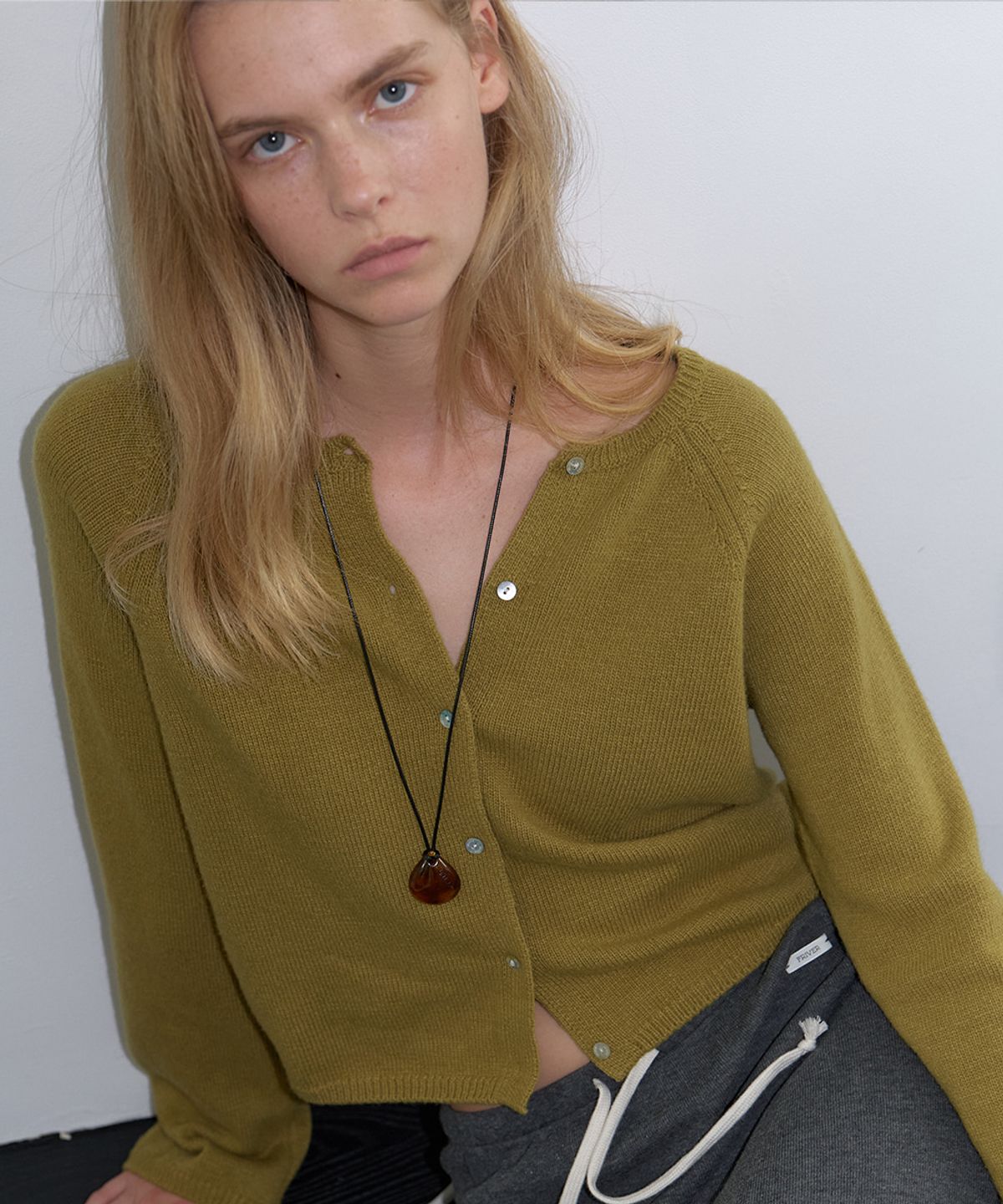프리버07(FRIVER07) Wool round knit cardigan [FRFA06CD02]_Olive