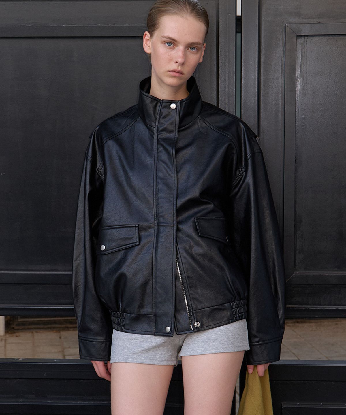 프리버07(FRIVER07) Leather bomber jacket [FRFA06JK02]_Black