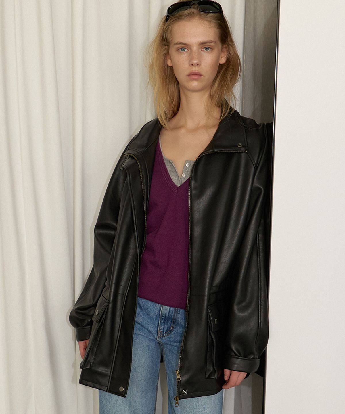 프리버07(FRIVER07) Faux leather half jacket [FRFA06JK01]_Black
