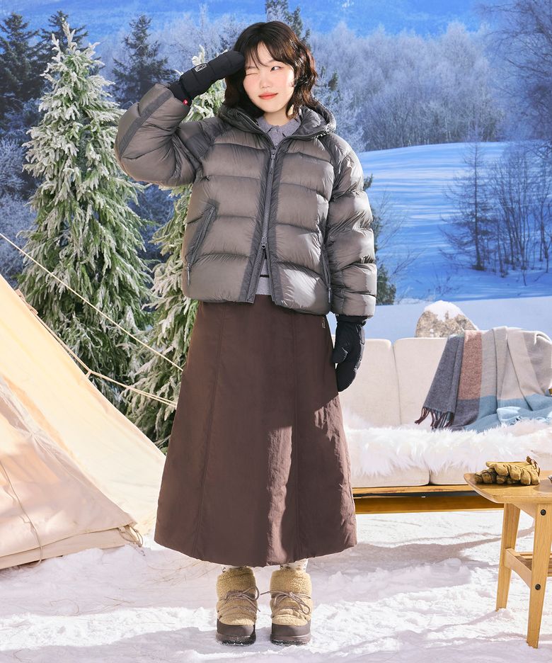 패딩 벌룬 스커트 - W_Dark Brown_OWW26Q02E8