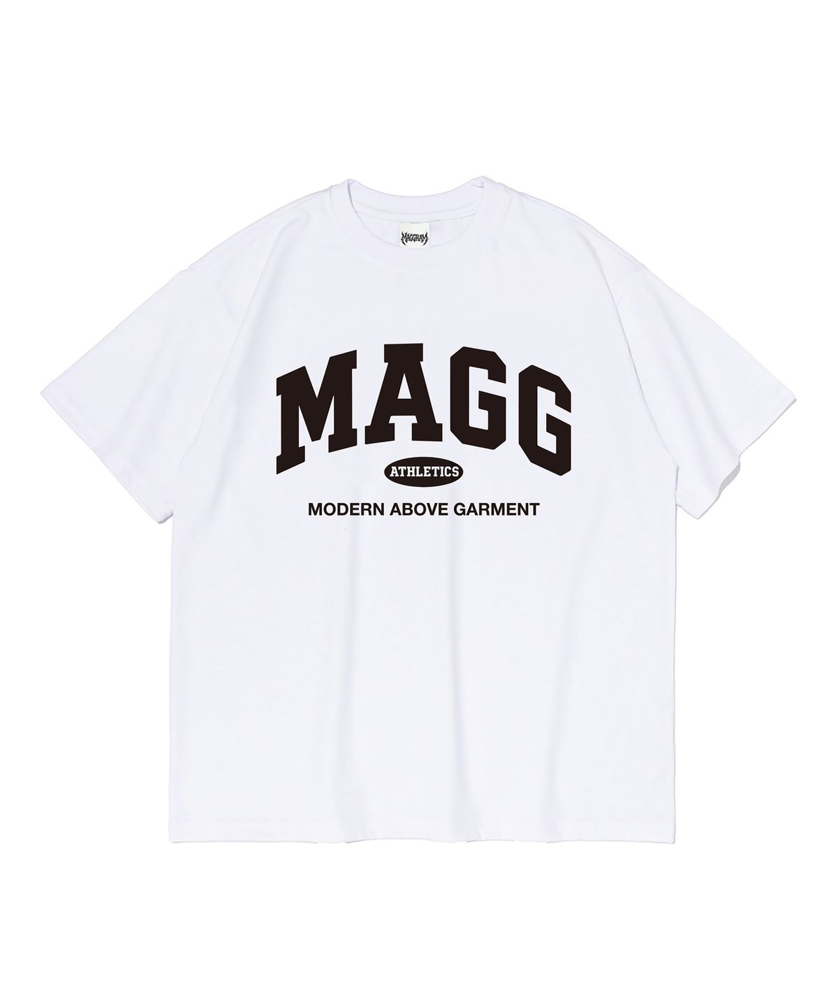 엠에이지그램(MAGGRAM) (박스티) 아날로그 레터링 로고 반팔 티셔츠 (화이트)