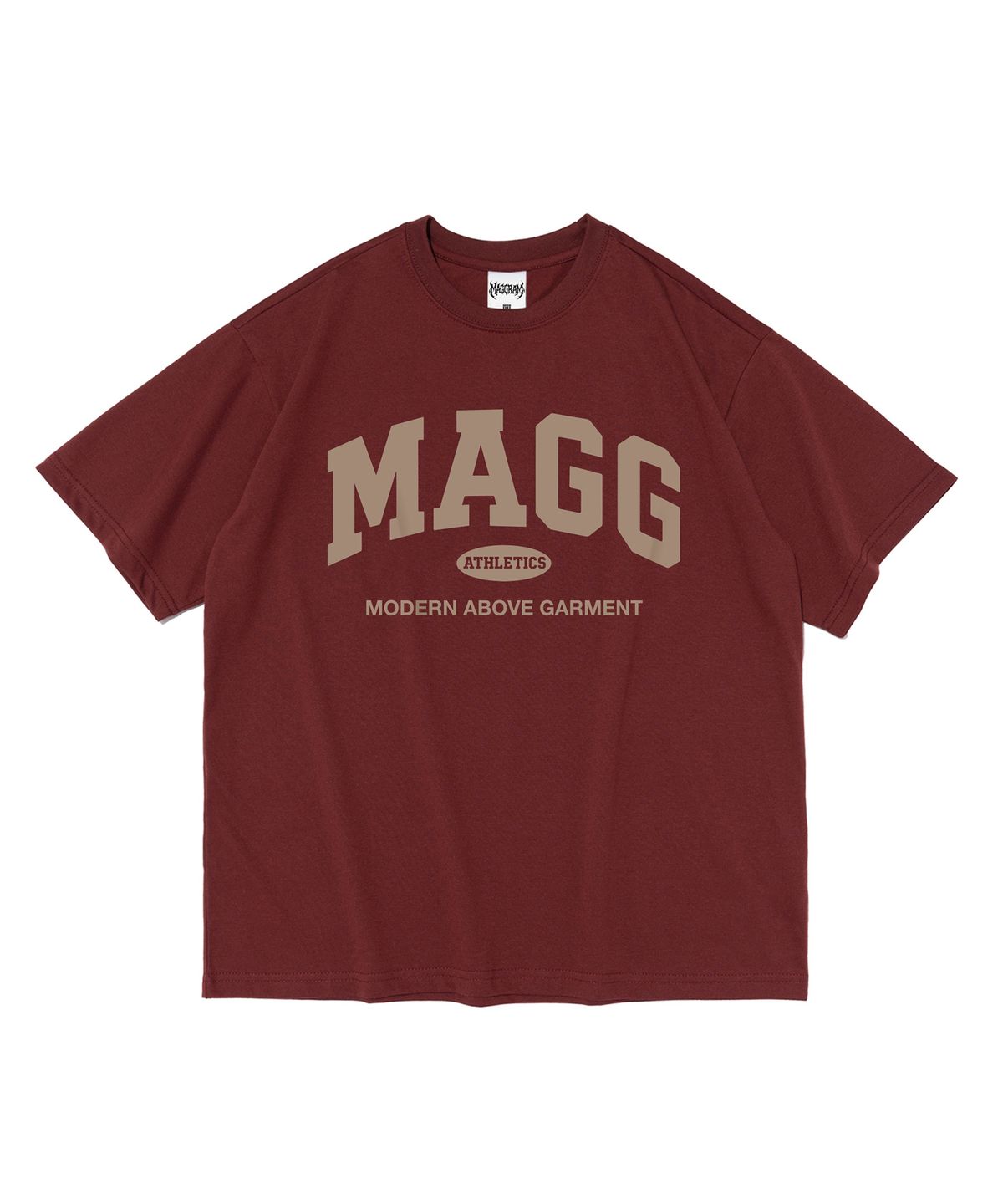 엠에이지그램(MAGGRAM) (박스티) 아날로그 레터링 로고 반팔 티셔츠 (와인)