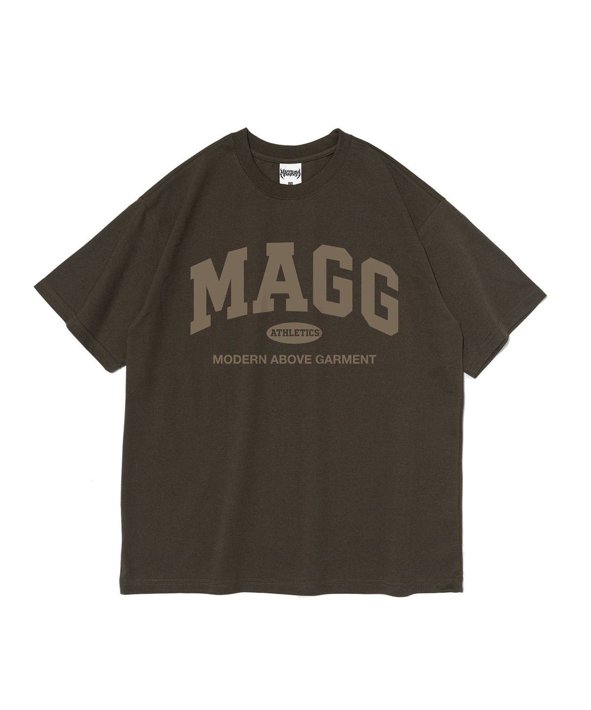 엠에이지그램(MAGGRAM) (박스티) 아날로그 레터링 로고 반팔 티셔츠 (카키)