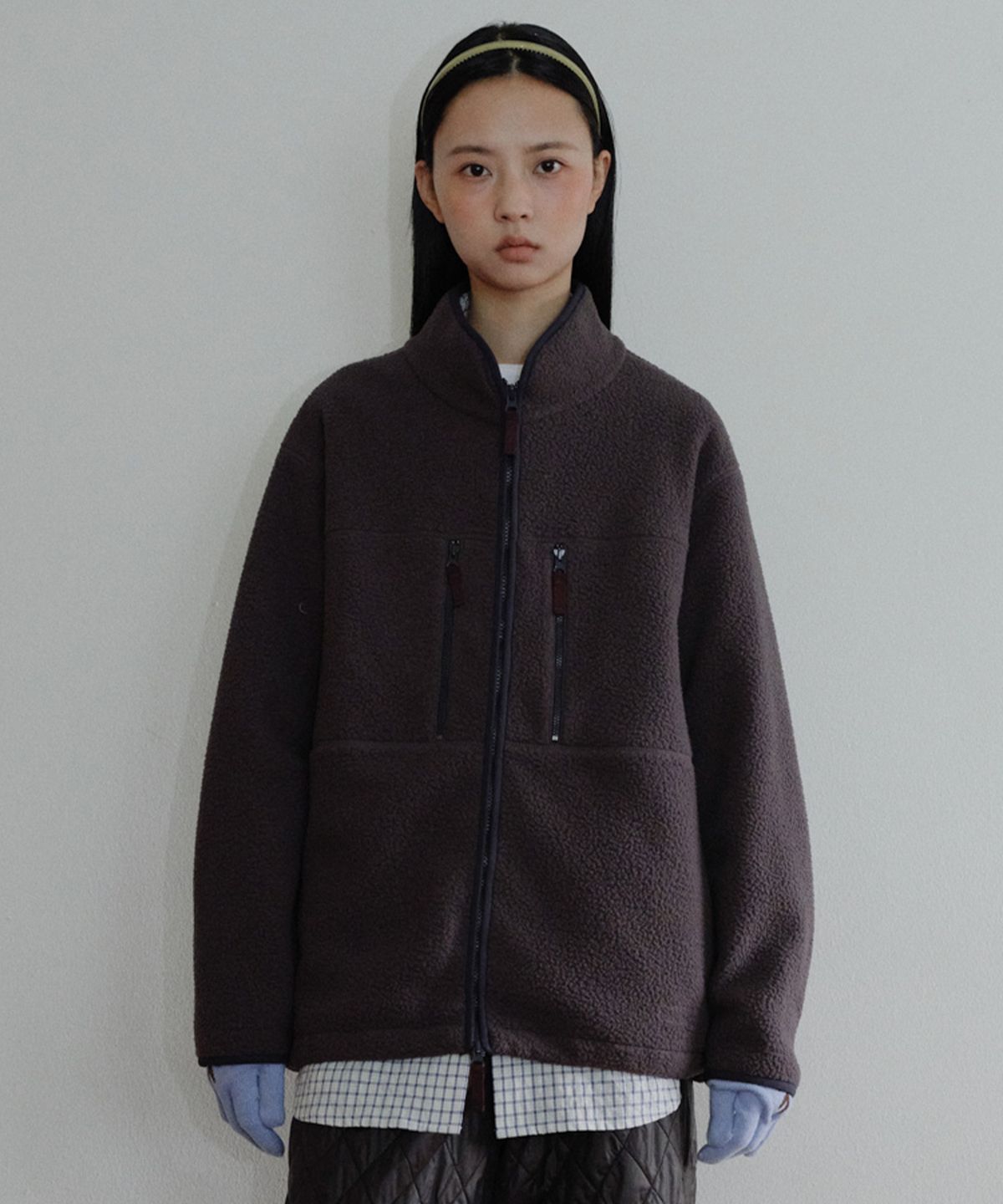 엔오르 스튜디오(ENOR STUDIO) [CORE] UTILITY FLEECE ZIP-UP - PURPLE