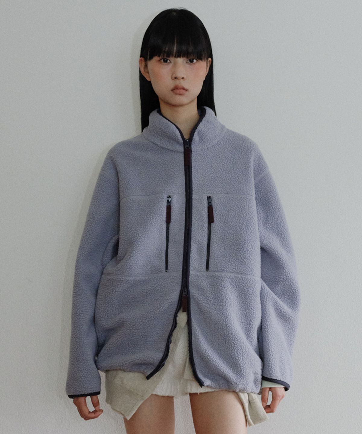 엔오르 스튜디오(ENOR STUDIO) [CORE] UTILITY FLEECE ZIP-UP - LIGHT BLUE