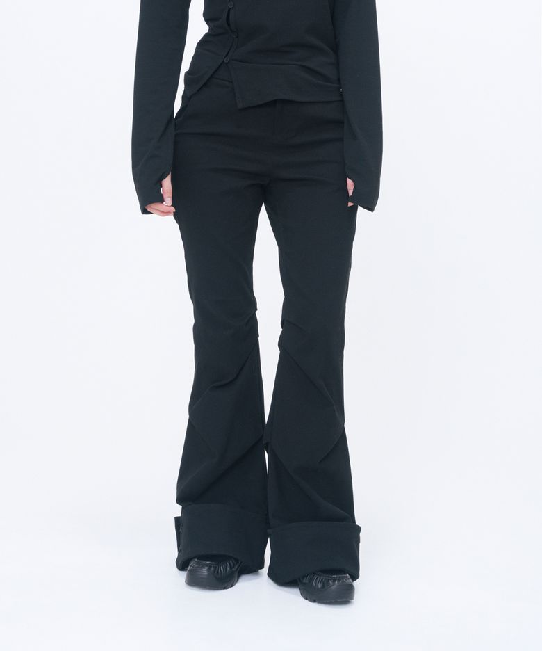Big folding bootscut pants BLACK