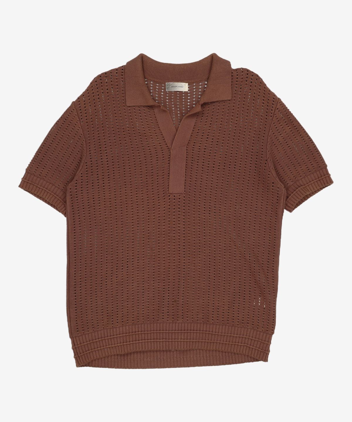 메종미네드(MAISON MINED) BROWNY KNIT HALF SHIRTS M