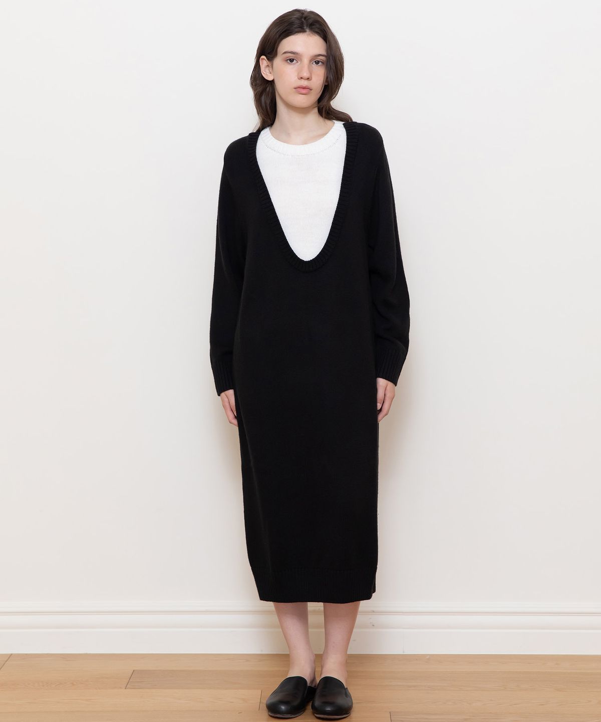 제이마크뉴욕(JMARKNEWYORK) Vneck layered knit dress_2color
