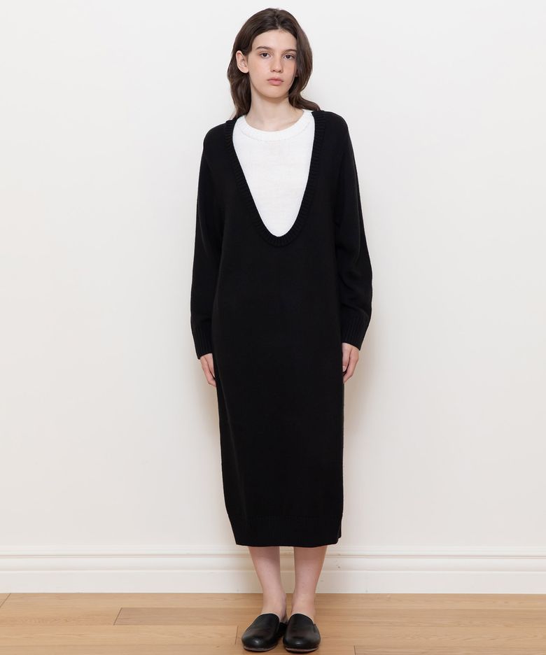 Vneck layered knit dress_2color